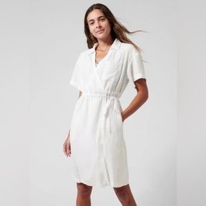 Athleta White Playa Linen Wrap Dress, Size 10